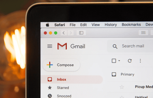 gmail application on laptopn screen
