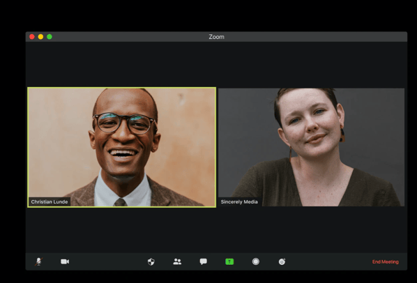 two people on Zoom meeting call